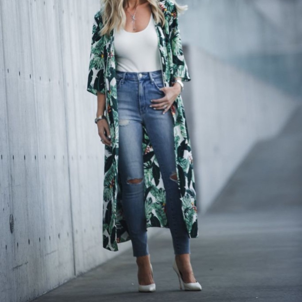 Rachel Zoe palm print duster